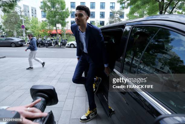 Metropolitan 92's French power forward Victor arrives for The National Basketball League's annual awards in Boulogne-Billancourt, on the outskirts of...