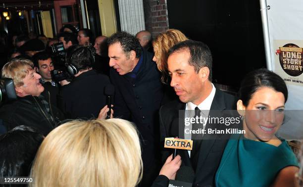 Michael Richards, Beth Skipp, Jerry Seinfeld and Jessica Seinfeld attend the Broadway opening night of "Colin Quinn Long Story Short" at the Helen...