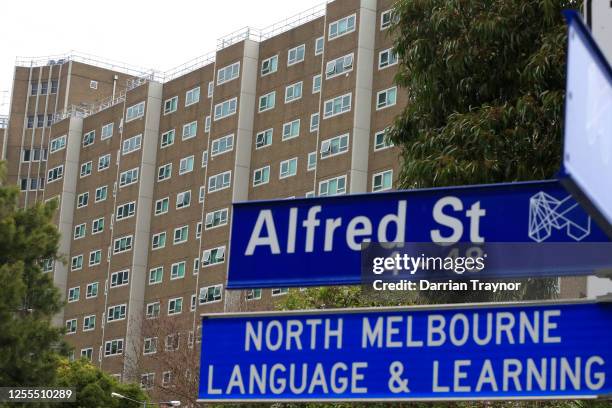 General view of the Public Housing tower in Alfred Street North Melbourne on July 11, 2020 in Melbourne, Australia. Metropolitan Melbourne and the...