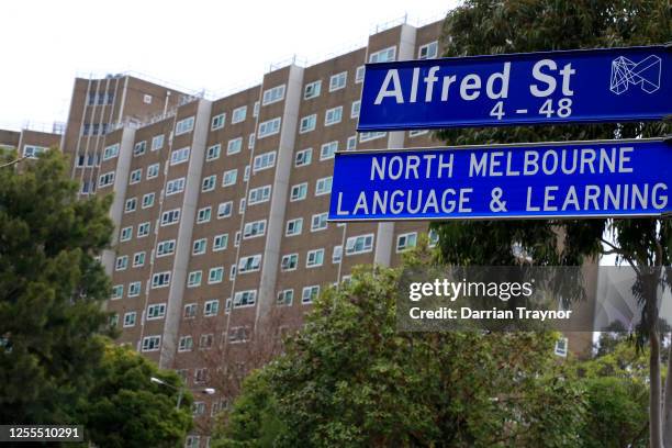 General view of the Public Housing tower in Alfred Street North Melbourne on July 11, 2020 in Melbourne, Australia. Metropolitan Melbourne and the...