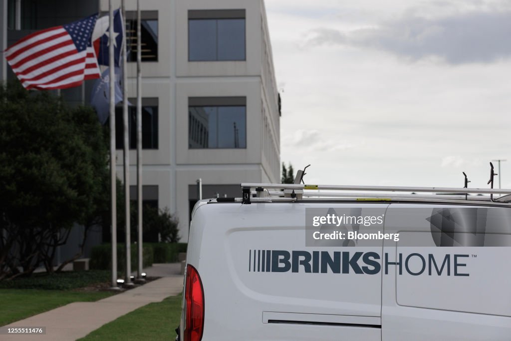 Monitronics A van outside Brinks Home Security headquarters in Farmers Branch ...