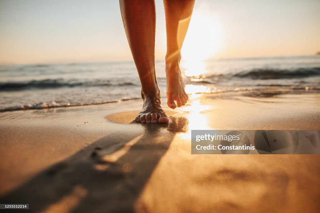 Steps on the golden sand