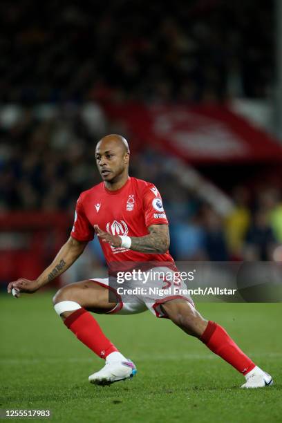 Andre Ayew of Nottingham Forest in action during the Premier League match between Nottingham Forest and Brighton & Hove Albion at City Ground on...