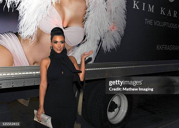 Personality Kim Kardashian attends the celebration of Perfumania and Kim Kardashians appearance on NBCs "The Apprentice" at the Provocateur at The...