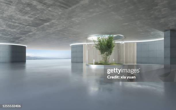 empty hall of modern architectures - modern garage stock pictures, royalty-free photos & images