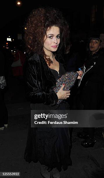 Helena Bonham Carter attends the launch party of Lulu Guinness and Rob Ryan's Fan Bag at Air Gallery on November 10, 2010 in London, England.