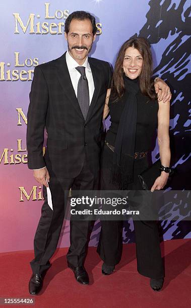 Manuel Bandera and friend attend Los Miserables premiere photocall at Lope de Vega theatre on November 18, 2010 in Madrid, Spain.