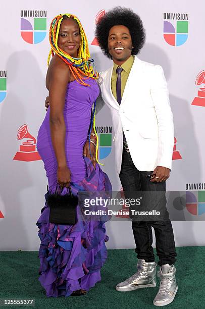 Singers Sandra de Sa and Alex Cuba arrive at the 11th Annual Latin GRAMMY Awards held at the Mandalay Bay Events Center on November 11, 2010 in Las...