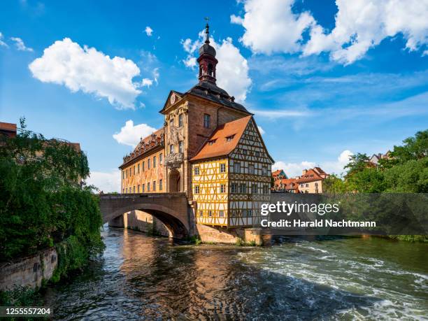 old town hall with bridges, bamberg, bavaria, germany - bamberg stock pictures, royalty-free photos & images