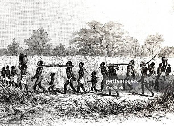ilustrações de stock, clip art, desenhos animados e ícones de slave caravan in east africa - slaves in chains