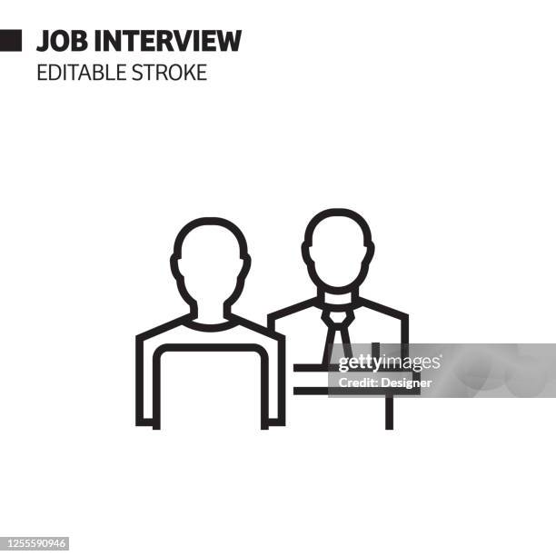 job interview line icon, outline vector symbol illustration. - first interview stock illustrations