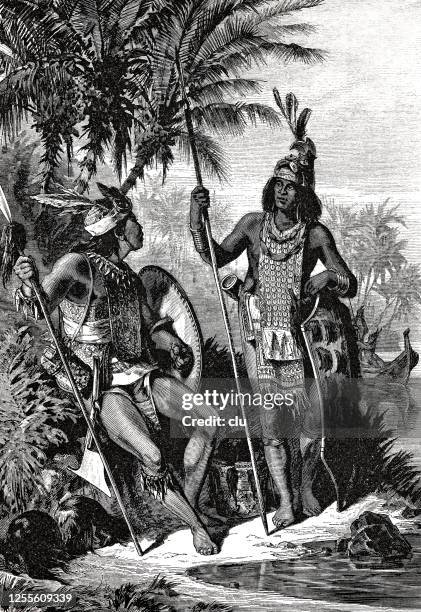 headhunting dayaks - cannibalism stock illustrations