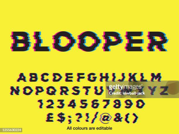 glitch style font vector stock illustration - typescript alphabet stock illustrations