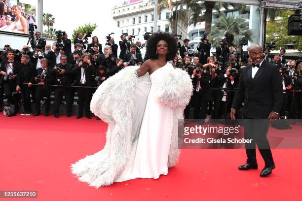 Viola Davis and Julius Tennon attend the "Monster" red carpet during the 76th annual Cannes film festival at Palais des Festivals on May 17, 2023 in...
