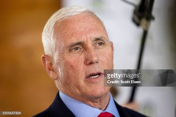 Former U.S. Vice President Mike Pence speaks during a "Lumber and Lobster" event on May 17, 2023 in Dover, New Hampshire. Pence has said that he has...