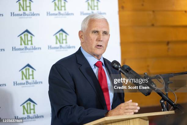 Former U.S. Vice President Mike Pence speaks during a "Lumber and Lobster" event on May 17, 2023 in Dover, New Hampshire. Pence has said that he has...
