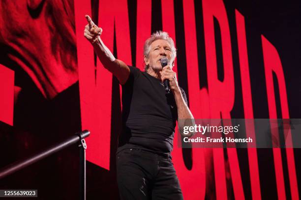 British singer Roger Waters performs live on stage during a concert at the Mercedes-Benz Arena on May 17, 2023 in Berlin, Germany.