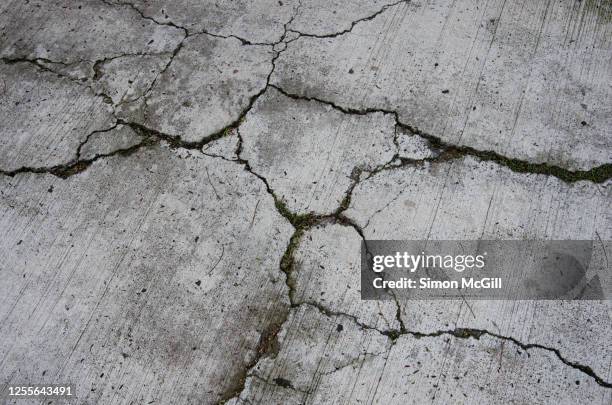 cracked concrete pavement - earthquake stock pictures, royalty-free photos & images