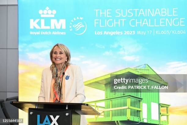 Marjan Rintel, Chief Executive Officer, KLM Royal Dutch Airlines, speaks about the KLM Royal Dutch Airlines and SkyTeam Alliance 2023 Sustainable...