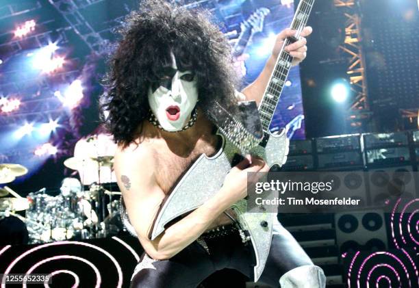 Paul Stanley of Kiss performs during the "Rock the Nation" tour at Chronicle Pavilion on June 20, 2004 in Concord, California.