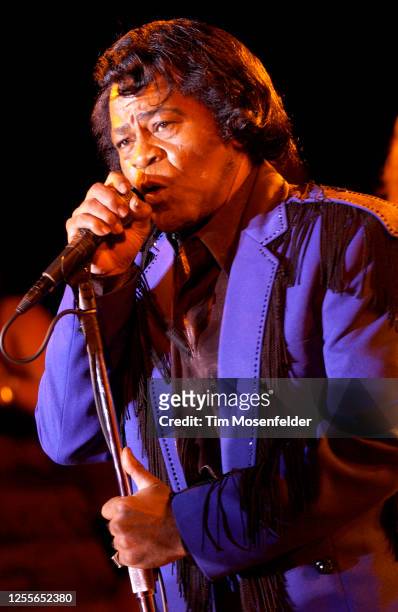 James Brown performs at the Masson Mountain Winery on May 20, 2004 in Saratoga, California.
