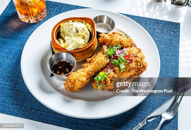 Fried chicken platter at Zinnia in Silver Spring, Maryland on April 30, 2023