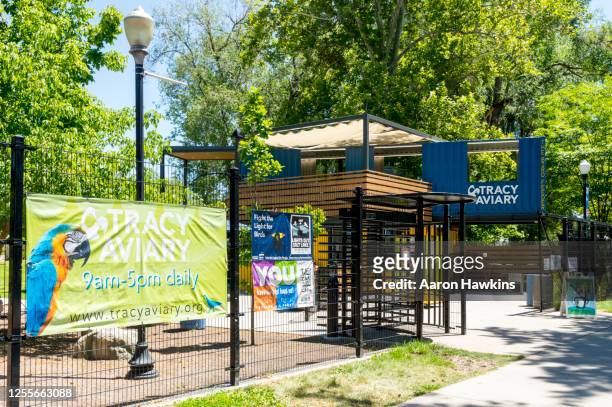 tracy aviary exit and cafe in liberty park in salt lake city, utah - aviary stock pictures, royalty-free photos & images