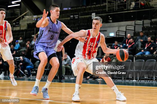 Nikola Topic, #14 of U18 Crvena Zvezda Mts Belgrade in action during EB Adidas Next Generation Tournament match between Real Madrid U18 and Crvena...