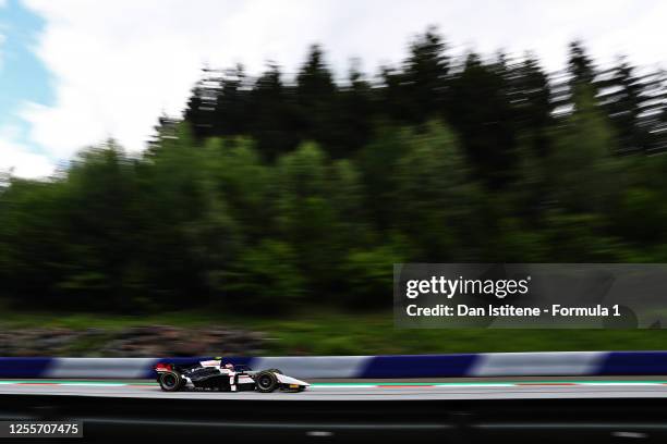 Christian Lundgaard of Denmark and ART Grand Prix drives during the sprint race for the Formula 2 Championship at Red Bull Ring on July 12, 2020 in...