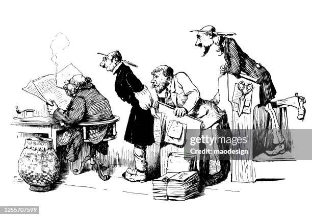 reading a newspaper over the shoulder - guy looking back stock illustrations