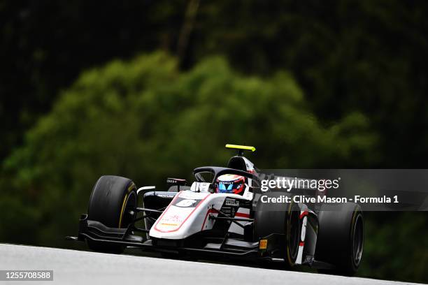 Christian Lundgaard of Denmark and ART Grand Prix drives during the sprint race for the Formula 2 Championship at Red Bull Ring on July 12, 2020 in...