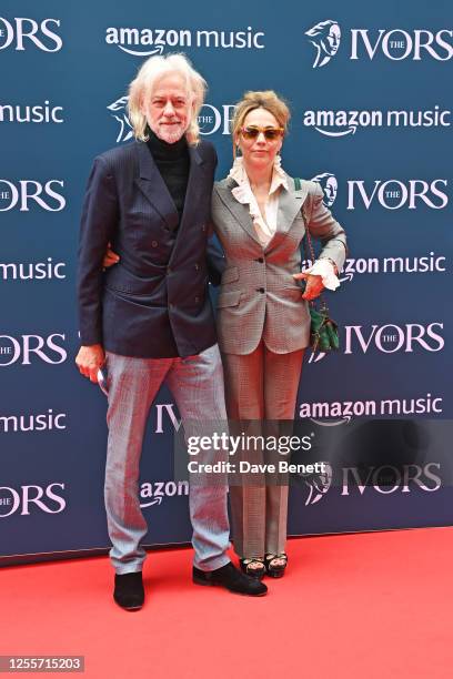 Sir Bob Geldof and Jeanne Marine attend The Ivors 2023 at The Grosvenor House Hotel on May 18, 2023 in London, England.