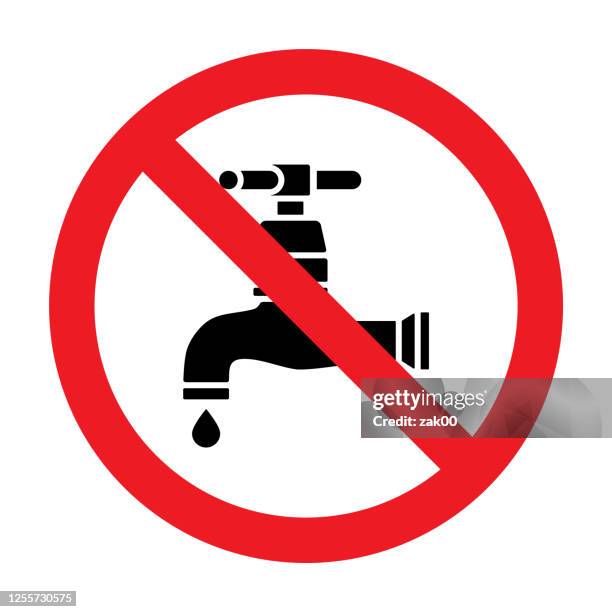 飲めないウォーターサイン。赤禁止非飲料水サイン。ウォーターサインを飲んではいないでください。 - 噴水点のイラスト素材／クリップアート素材／マンガ素材／アイコン素材