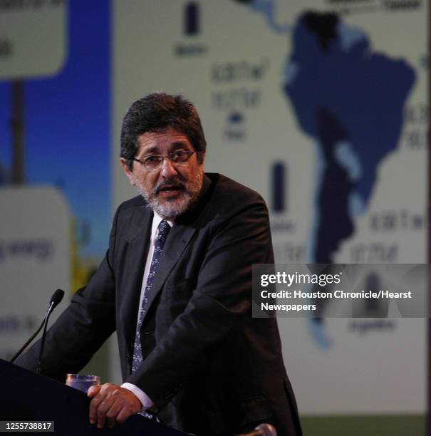 Jose Sergio Gabrielli de Azevedo, President & CEO, Petrobras speaks during the luncheon of the 26th CERAWEEK at the Westin Galleria Hotel in Houston,...