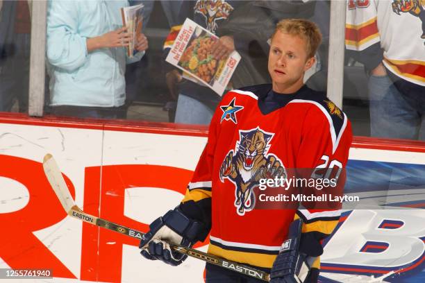 Valeri Bure of the Florida Panthers looks on before a NHL hockey game against the Washington Capitals at MCI Center on November 7, 2002 in...