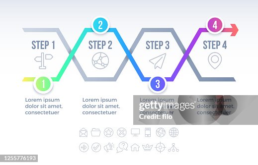 Step Progress Line Four Step Line Progress Infographic Design High-Res Vector Graphic ...