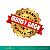 Money Back Guarantee Gold Seal Stamp Vector Template Illustration Design. Vector EPS 10.