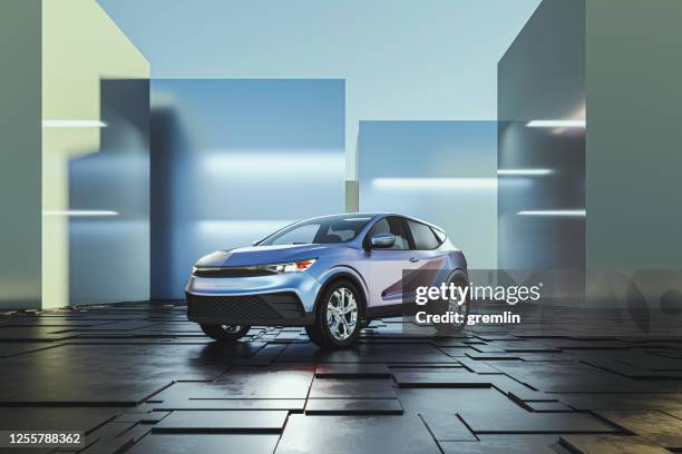 generic modern car as product shot - road front view stock pictures, royalty-free photos & images