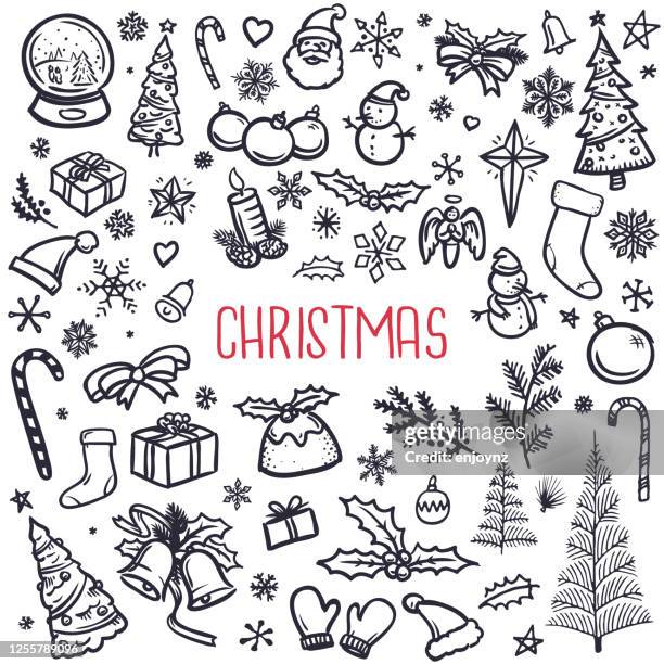 illustrations, cliparts, dessins animés et icônes de illustration de doodles de noël - flocon dessin