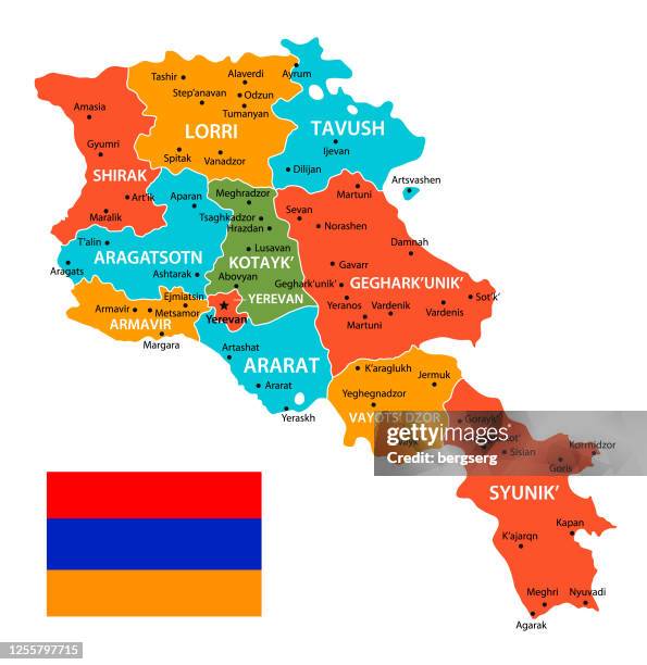 armenia vector map. vector illustration with national flag - georgia country stock illustrations