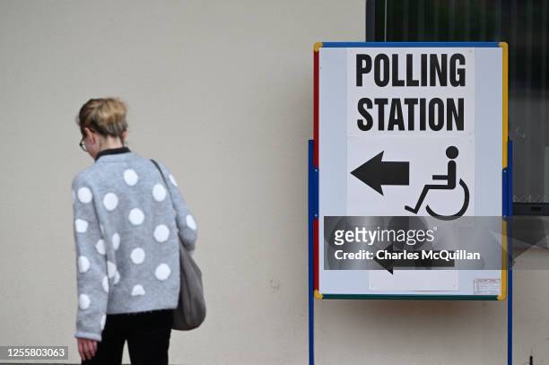 Voters cast their votes in the Northern Ireland council elections on May 18, 2023 in Dromore, Northern Ireland. Political commentators have suggested...