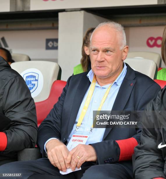 Genk Ladies' head coach Guido Brepoels pictured during the match between Standard Femina de Liege and KRC Genk Ladies, the final of the Belgian Cup,...