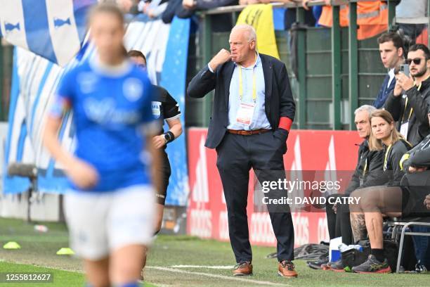 Genk Ladies' head coach Guido Brepoels pictured during the match between Standard Femina de Liege and KRC Genk Ladies, the final of the Belgian Cup,...