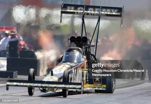 Tony Schumacher races in the top fuel dragster division during the O'Reilly NHRA Spring Nationals at Houston Raceway Park Sunday, March 29 in Baytown.