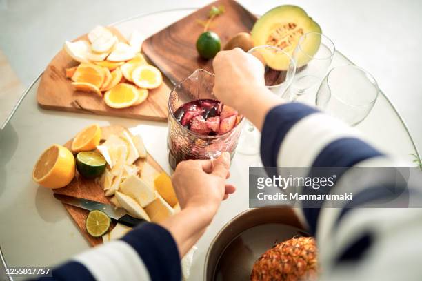 at home mixologist - sangria stock pictures, royalty-free photos & images