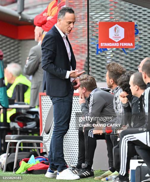 Standard Femina's head coach Stephane Guidi pictured during the match between Standard Femina de Liege and KRC Genk Ladies, the final of the Belgian...