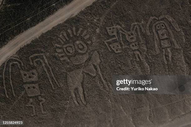 An aerial view of Palpa lines, known as known as the Paracas Family, are pictured from a Cessna plane on November 8, 2016 over Palpa, north of the...