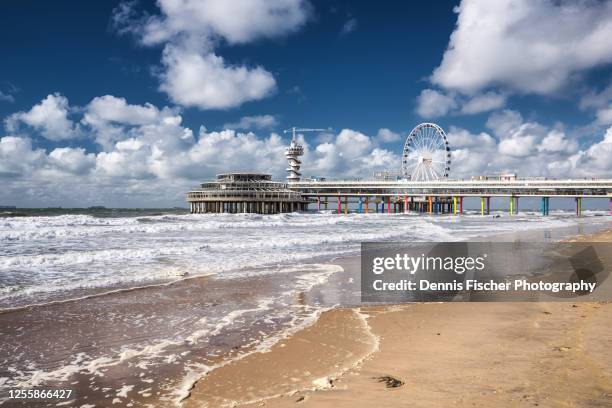 the pier - de pier - at the beach of scheveningen - scheveningen stock-fotos und bilder