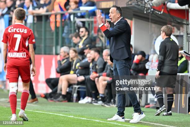 Standard Femina's head coach Stephane Guidi pictured during the match between Standard Femina de Liege and KRC Genk Ladies, the final of the Belgian...