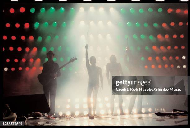 British rock band Queen performing on 'Jazz' tour, Budokan, Tokyo, Japan, April 1979. Freddie Mercury .